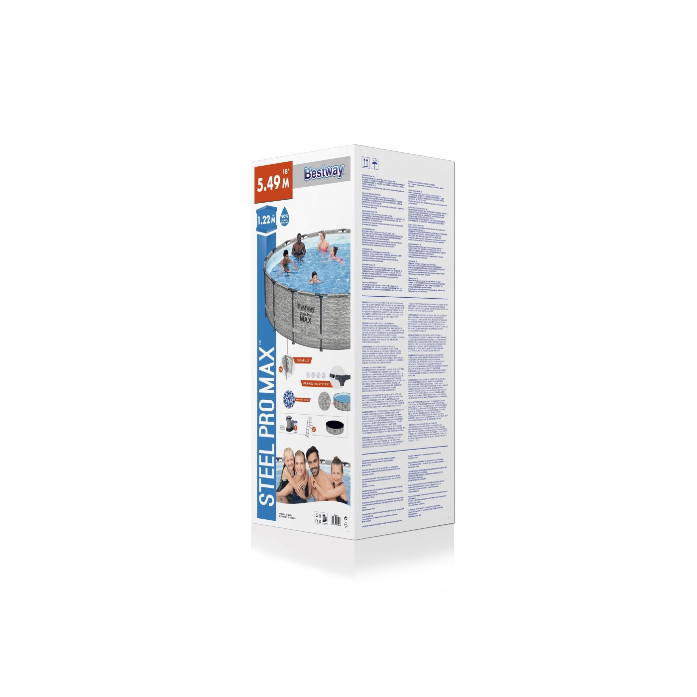 Steel Pro MAX 549x122 imitace kamene 18 stop BESTWAY 5v1 stojan bazén + příslušenství