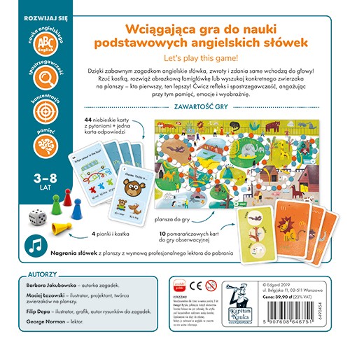 Vzdělávací hra?Stopujeme anglickou slovní zásobu? pro děti 3-8 let + Naučte se anglicky + Desková hra pro 2-4 osoby