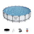 Steel Pro MAX 549X122 Šedá 18 stop BESTWAY 5v1 Rack Bazénové čerpadlo + Pumpa + Kryt + Žebřík