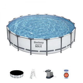 Steel Pro MAX 549X122 Šedá 18 stop BESTWAY 5v1 Rack Bazénové čerpadlo + Pumpa + Kryt + Žebřík