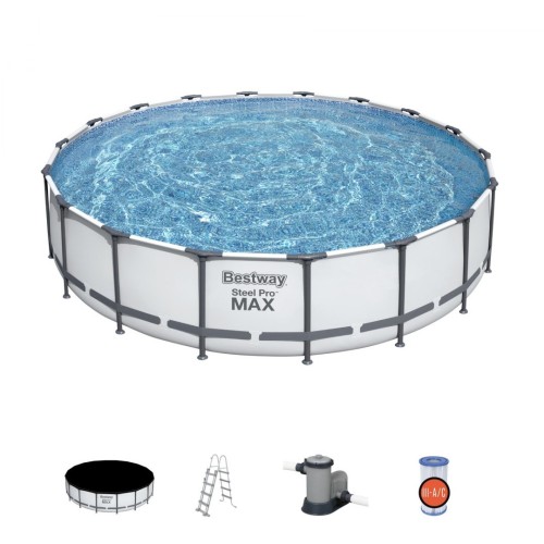 Steel Pro MAX 549X122 Šedá 18 stop BESTWAY 5v1 Rack Bazénové čerpadlo + Pumpa + Kryt + Žebřík