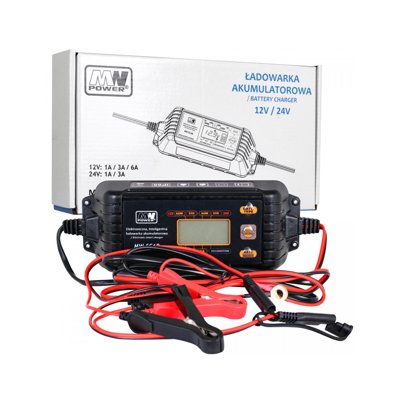 Nabíječka baterií s LCD displejem 12V a 24V + 2 speciální režimy
