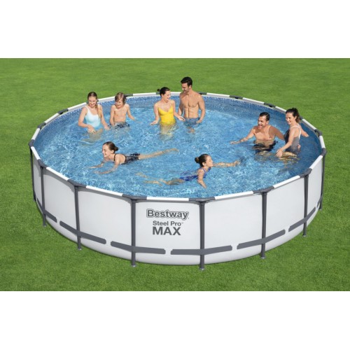 Steel Pro MAX 549X122 Šedá 18 stop BESTWAY 5v1 Rack Bazénové čerpadlo + Pumpa + Kryt + Žebřík