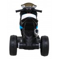 BMW HP4 dětský bateriový motor modrý + 3 kola + LED + MP3 USB + ekologická kůže