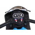 BMW HP4 dětský bateriový motor modrý + 3 kola + LED + MP3 USB + ekologická kůže