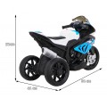 BMW HP4 dětský bateriový motor modrý + 3 kola + LED + MP3 USB + ekologická kůže