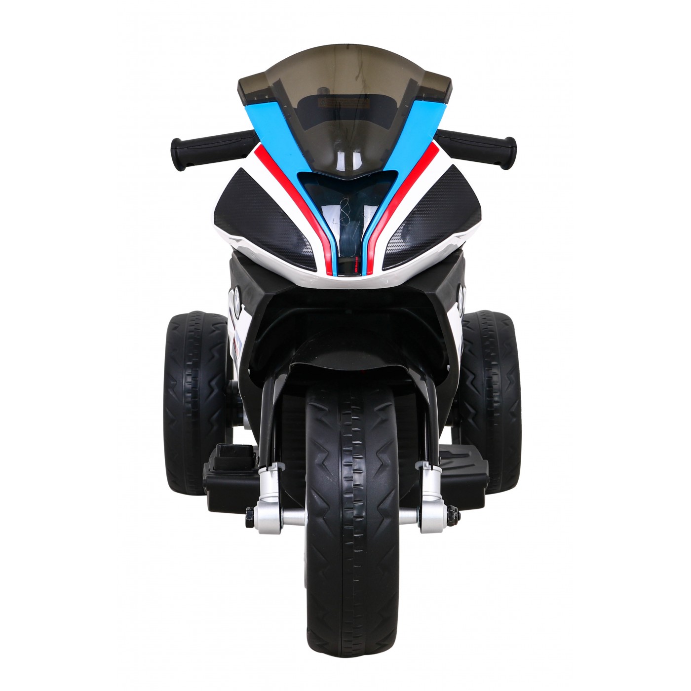 BMW HP4 dětský bateriový motor modrý + 3 kola + LED + MP3 USB + ekologická kůže
