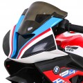 Dětský bateriový motor BMW HP4 červený + 3 kola + LED + MP3 USB + eko-kůže