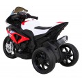 Dětský bateriový motor BMW HP4 červený + 3 kola + LED + MP3 USB + eko-kůže