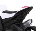 Dětský bateriový motor BMW HP4 červený + 3 kola + LED + MP3 USB + eko-kůže