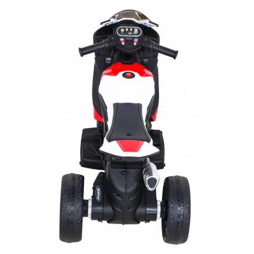 Dětský bateriový motor BMW HP4 červený + 3 kola + LED + MP3 USB + eko-kůže