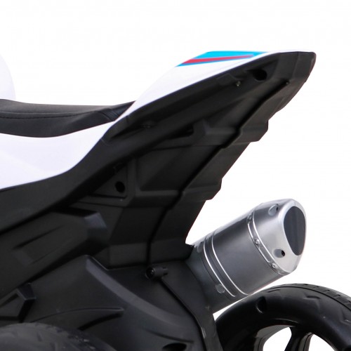 Dětský bateriový motor BMW HP4 bílý + 3 kola + LED + MP3 USB + eko-kůže