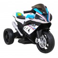 Dětský bateriový motor BMW HP4 bílý + 3 kola + LED + MP3 USB + eko-kůže