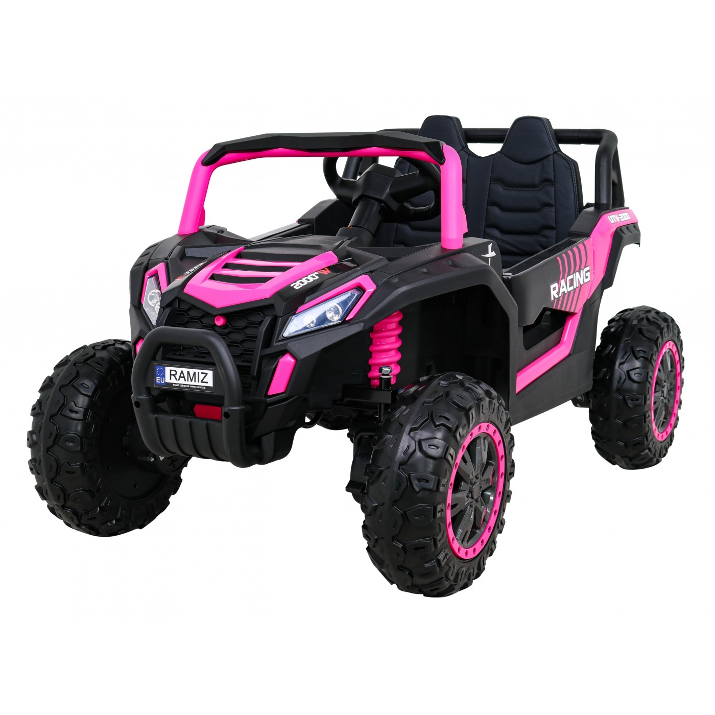 Buggy UTV 2000M Racing Auto Baterie Powečervená Růžová MP3 Echo Světla Dálkové Ovládání Pomalý Start