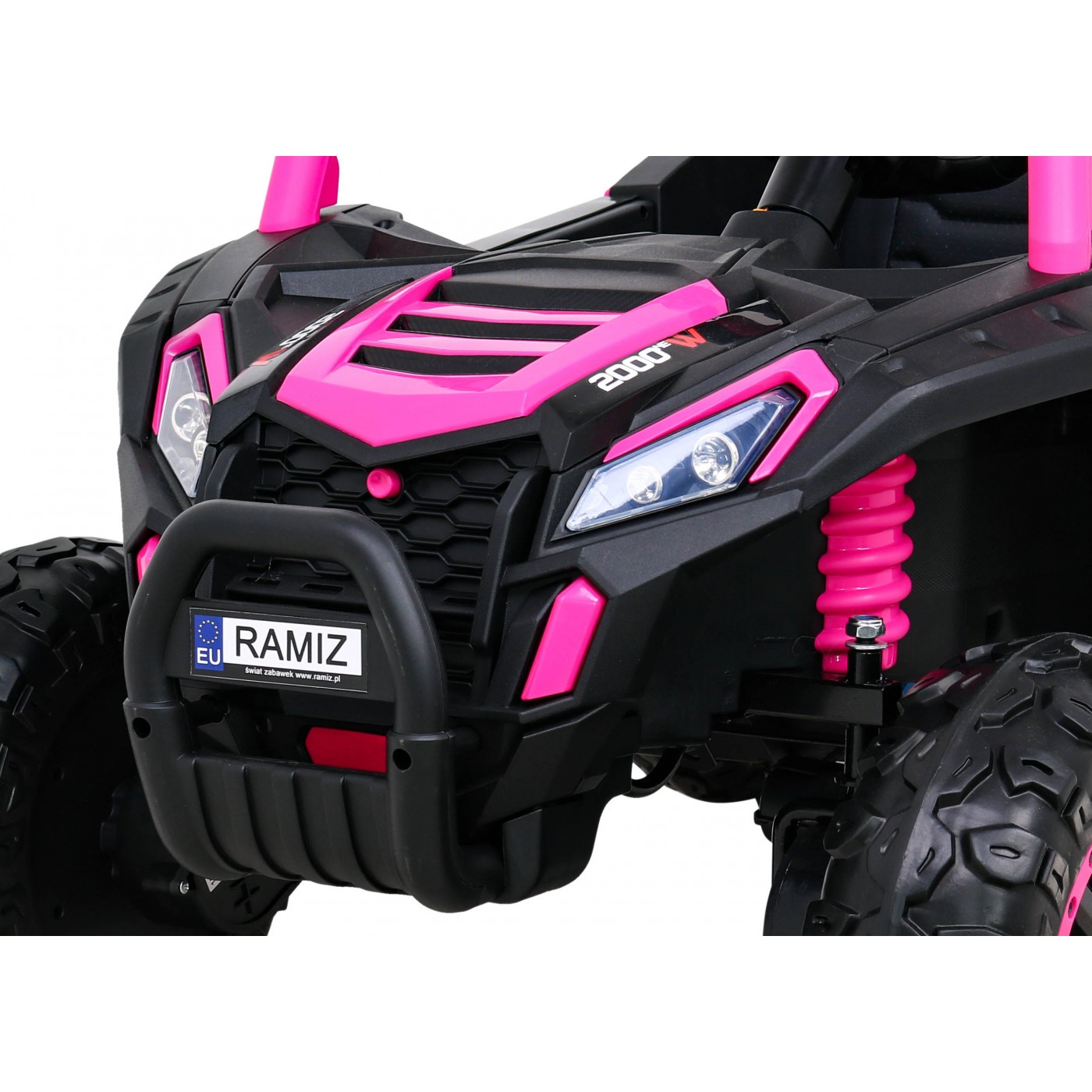 Buggy UTV 2000M Racing Auto Baterie Powečervená Růžová MP3 Echo Světla Dálkové Ovládání Pomalý Start