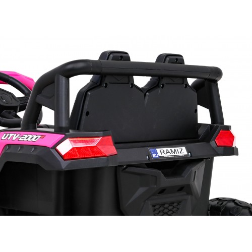 Buggy UTV 2000M Racing Auto Baterie Powečervená Růžová MP3 Echo Světla Dálkové Ovládání Pomalý Start