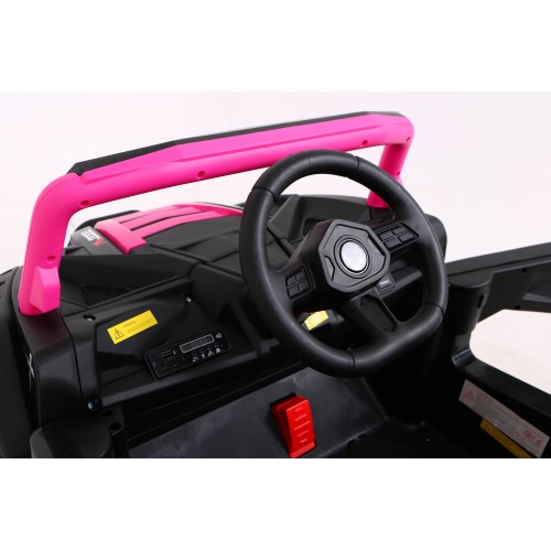 Buggy UTV 2000M Racing Auto Baterie Powečervená Růžová MP3 Echo Světla Dálkové Ovládání Pomalý Start