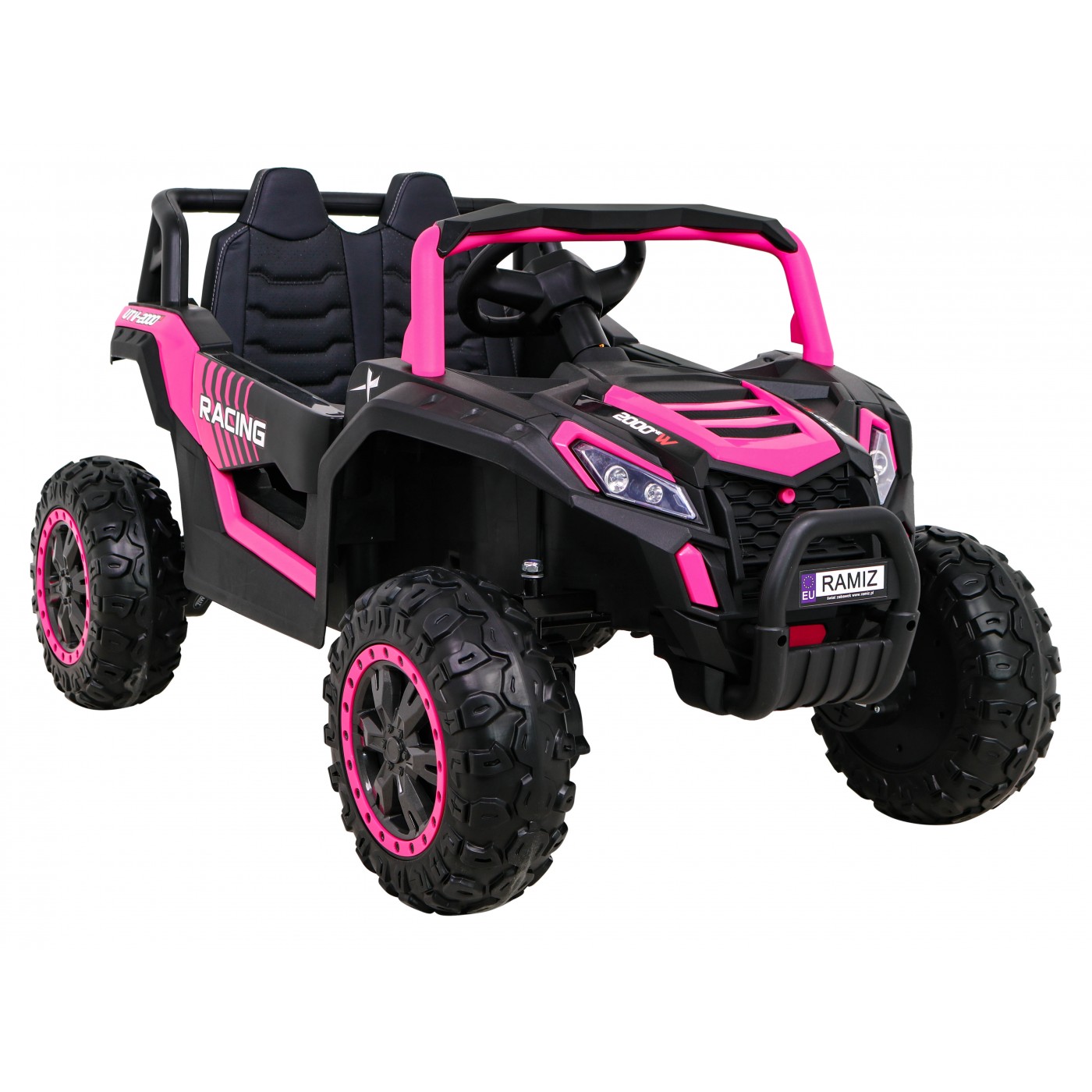 Buggy UTV 2000M Racing Auto Baterie Powečervená Růžová MP3 Echo Světla Dálkové Ovládání Pomalý Start