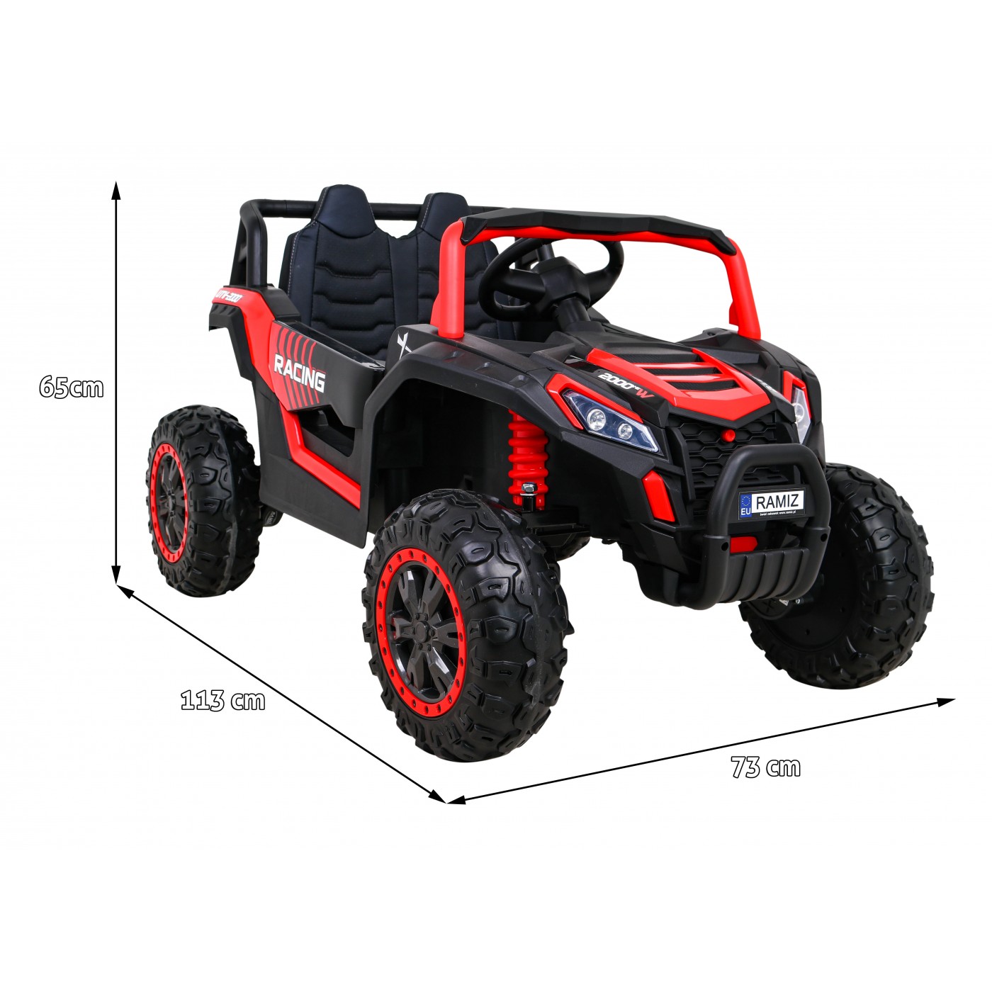 Buggy UTV 2000M Racing Auto baterie ovládaná červená + MP3 Echo světla + dálkové ovládání + pomalý start