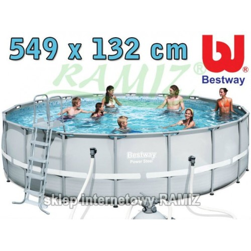 18ft ocelový bazén 549x132cm PowerSteel pískové čerpadlo BE