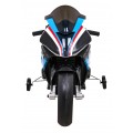 BMW HP4 dětský bateriový motor modrý + přídavná kola + pomalý start + EVA + MP3 LED