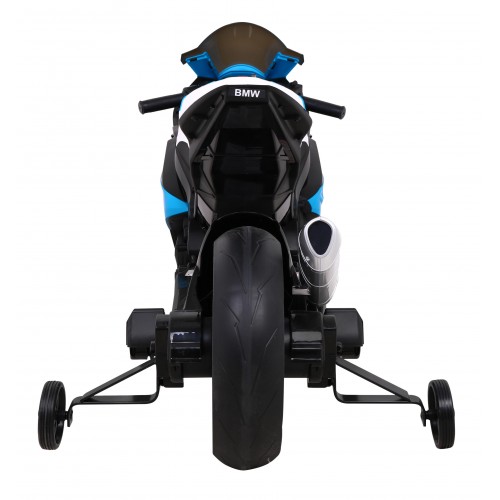 BMW HP4 dětský bateriový motor modrý + přídavná kola + pomalý start + EVA + MP3 LED