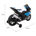 BMW HP4 dětský bateriový motor modrý + přídavná kola + pomalý start + EVA + MP3 LED