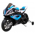 BMW HP4 dětský bateriový motor modrý + přídavná kola + pomalý start + EVA + MP3 LED