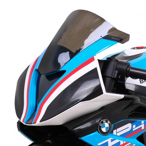 BMW HP4 dětský bateriový motor modrý + přídavná kola + pomalý start + EVA + MP3 LED