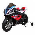 Dětský bateriový motor BMW HP4 červený + přídavná kola + pomalý start + EVA + MP3 LED