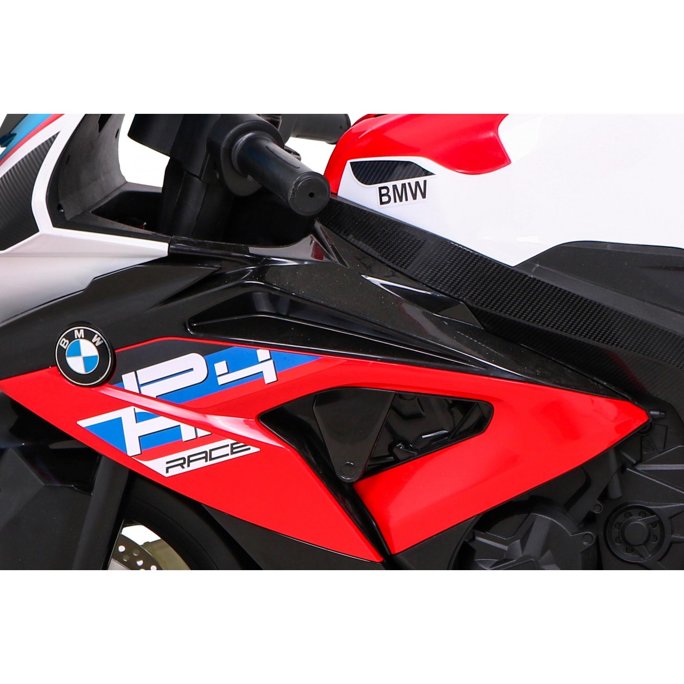 Dětský bateriový motor BMW HP4 červený + přídavná kola + pomalý start + EVA + MP3 LED