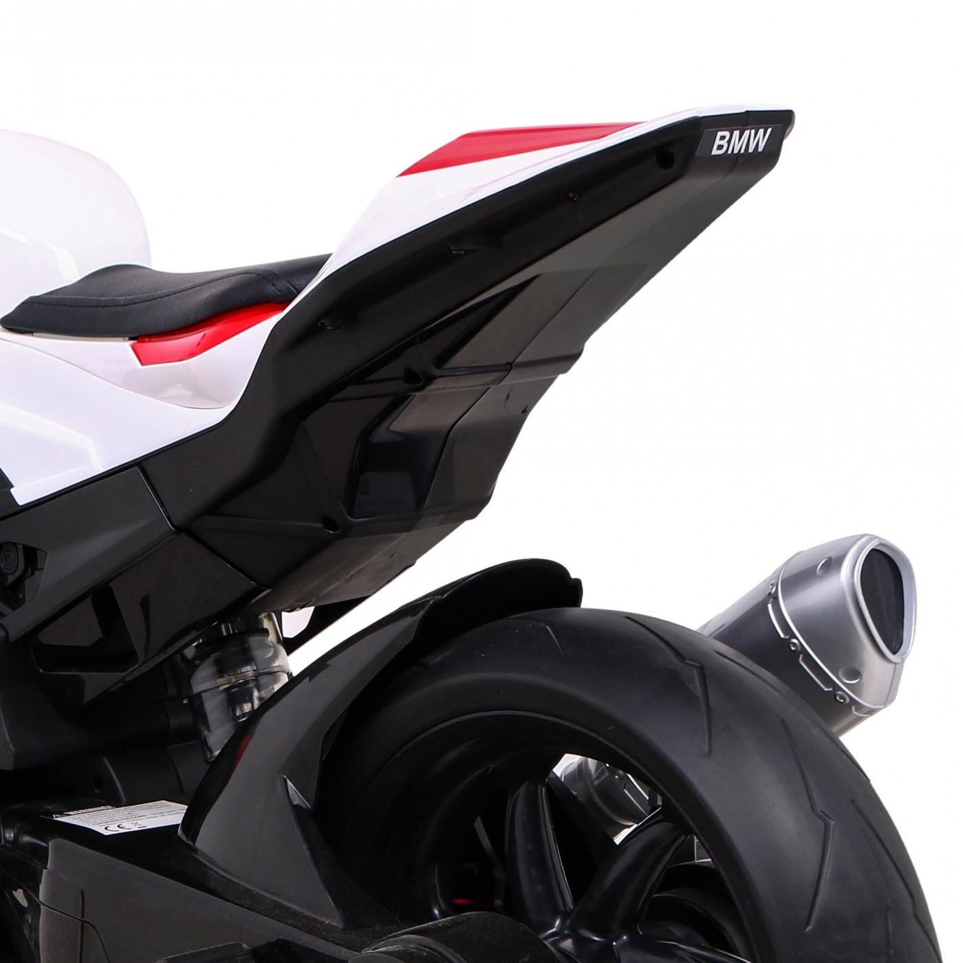 Dětský bateriový motor BMW HP4 červený + přídavná kola + pomalý start + EVA + MP3 LED