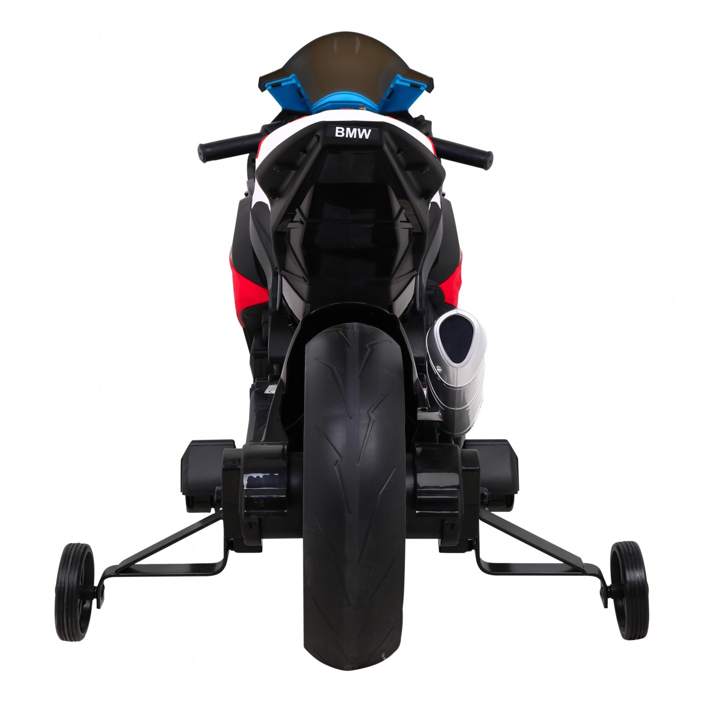Dětský bateriový motor BMW HP4 červený + přídavná kola + pomalý start + EVA + MP3 LED