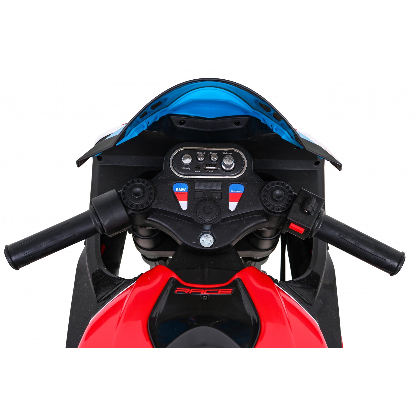 Dětský bateriový motor BMW HP4 červený + přídavná kola + pomalý start + EVA + MP3 LED