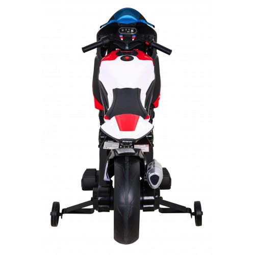 Dětský bateriový motor BMW HP4 červený + přídavná kola + pomalý start + EVA + MP3 LED