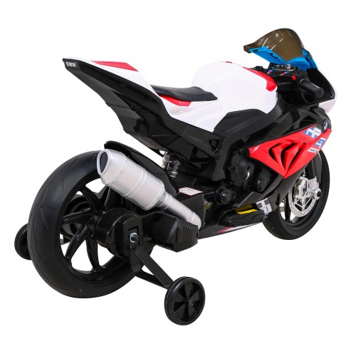 Dětský bateriový motor BMW HP4 červený + přídavná kola + pomalý start + EVA + MP3 LED