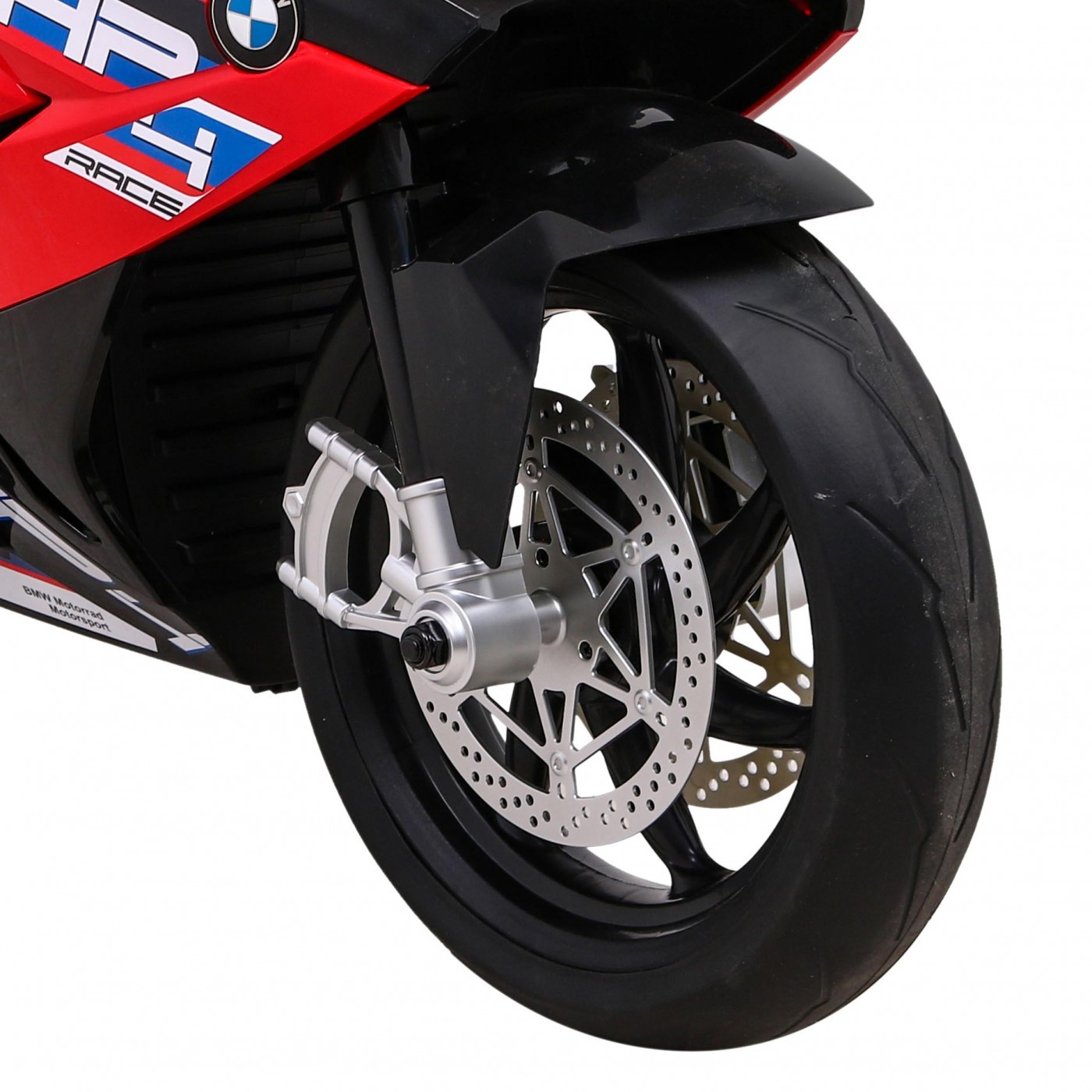 Dětský bateriový motor BMW HP4 červený + přídavná kola + pomalý start + EVA + MP3 LED