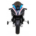 Dětský bateriový motor BMW HP4 bílá + přídavná kola + pomalý start + EVA + MP3 LED
