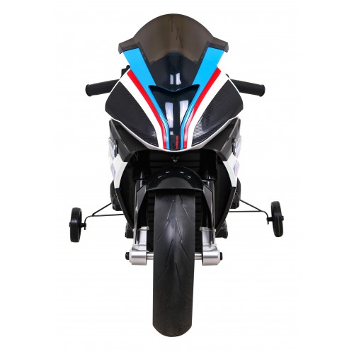 Dětský bateriový motor BMW HP4 bílá + přídavná kola + pomalý start + EVA + MP3 LED