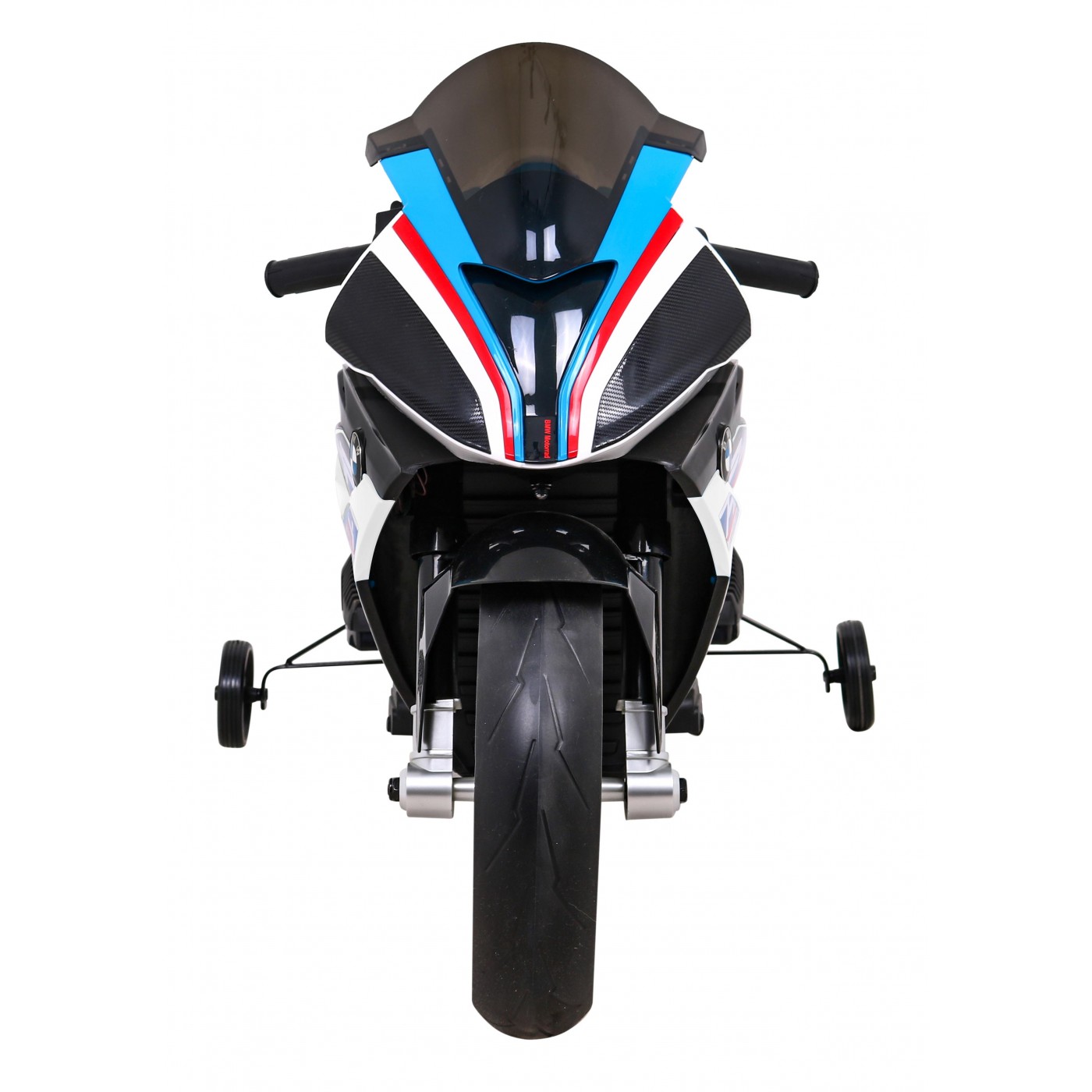 Dětský bateriový motor BMW HP4 bílá + přídavná kola + pomalý start + EVA + MP3 LED