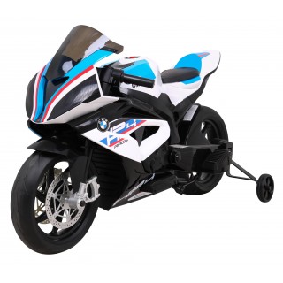 Dětský bateriový motor BMW HP4 bílá + přídavná kola + pomalý start + EVA + MP3 LED
