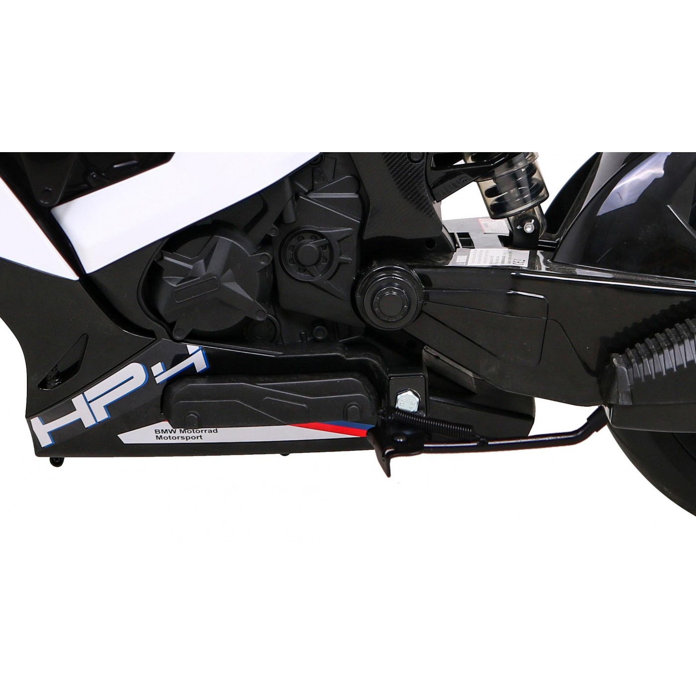 Dětský bateriový motor BMW HP4 bílá + přídavná kola + pomalý start + EVA + MP3 LED