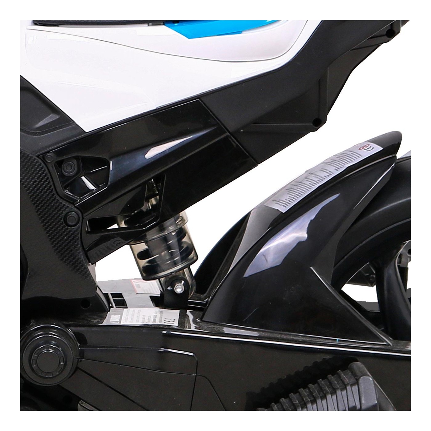 Dětský bateriový motor BMW HP4 bílá + přídavná kola + pomalý start + EVA + MP3 LED