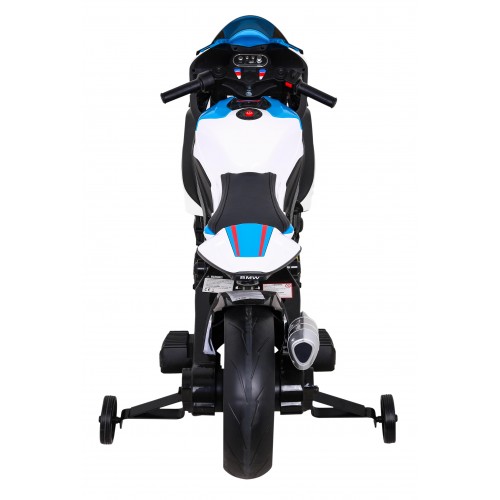 Dětský bateriový motor BMW HP4 bílá + přídavná kola + pomalý start + EVA + MP3 LED