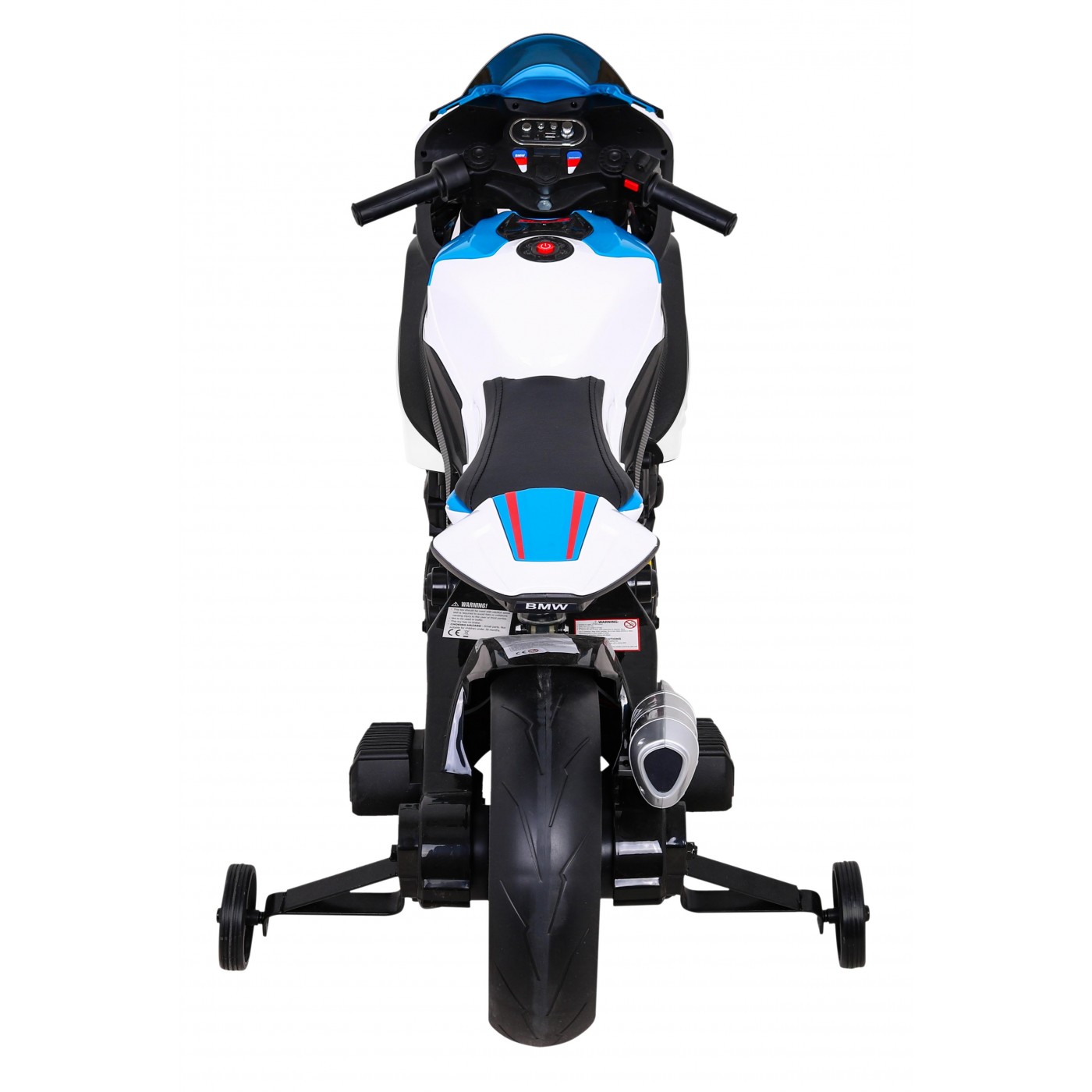 Dětský bateriový motor BMW HP4 bílá + přídavná kola + pomalý start + EVA + MP3 LED