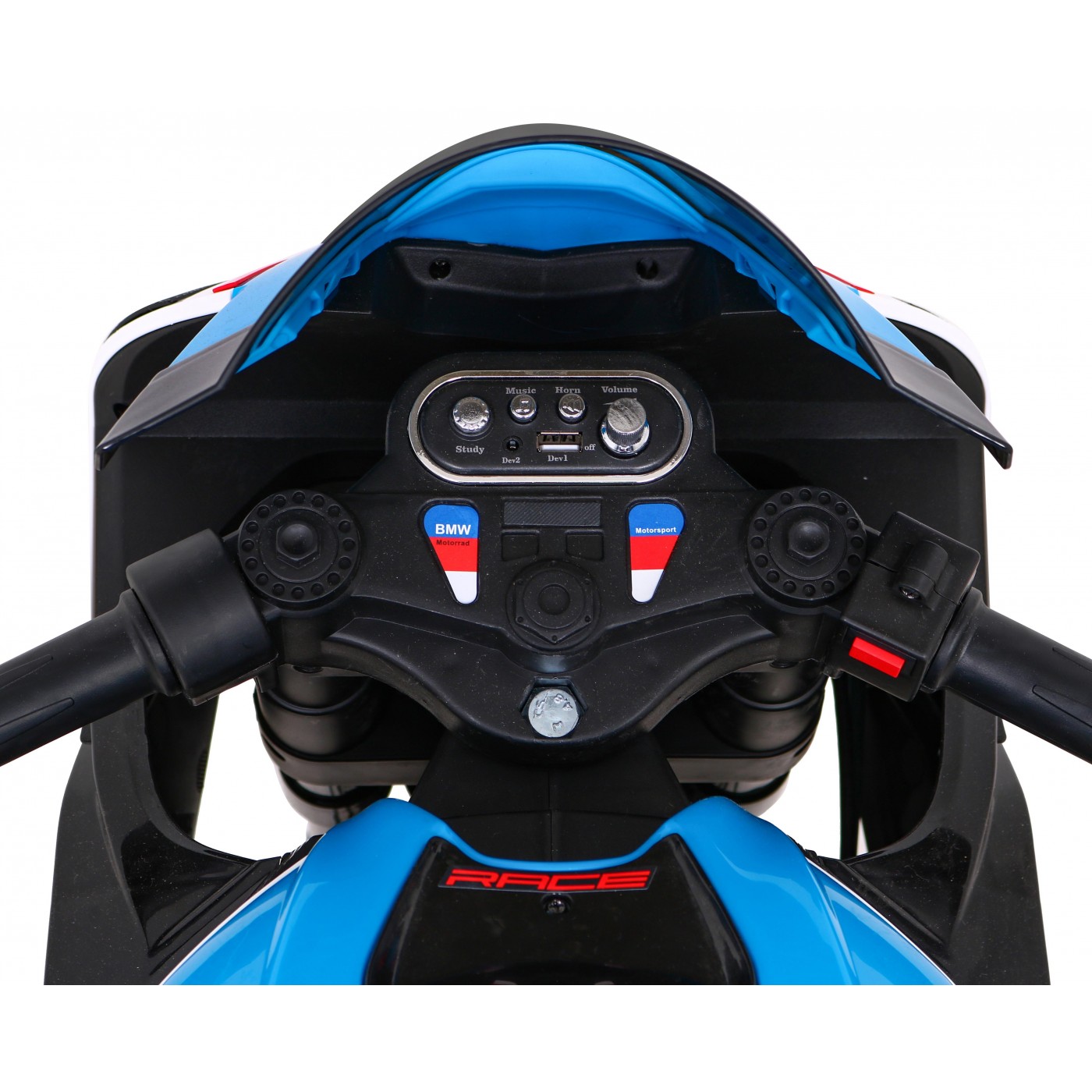 Dětský bateriový motor BMW HP4 bílá + přídavná kola + pomalý start + EVA + MP3 LED
