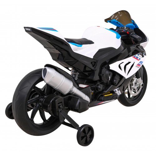 Dětský bateriový motor BMW HP4 bílá + přídavná kola + pomalý start + EVA + MP3 LED