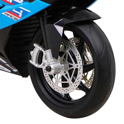 Dětský bateriový motor BMW HP4 bílá + přídavná kola + pomalý start + EVA + MP3 LED