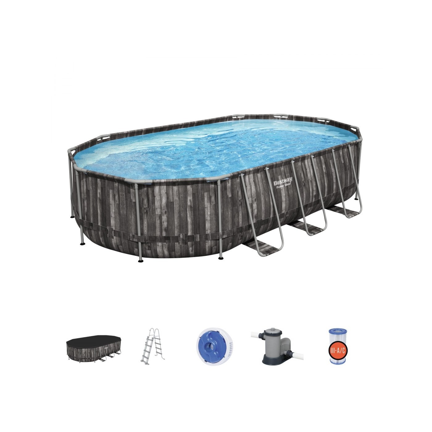 rámový bazén Power Steel 610x366x122 20x12FT Příslušenství BESTWAY 7V1