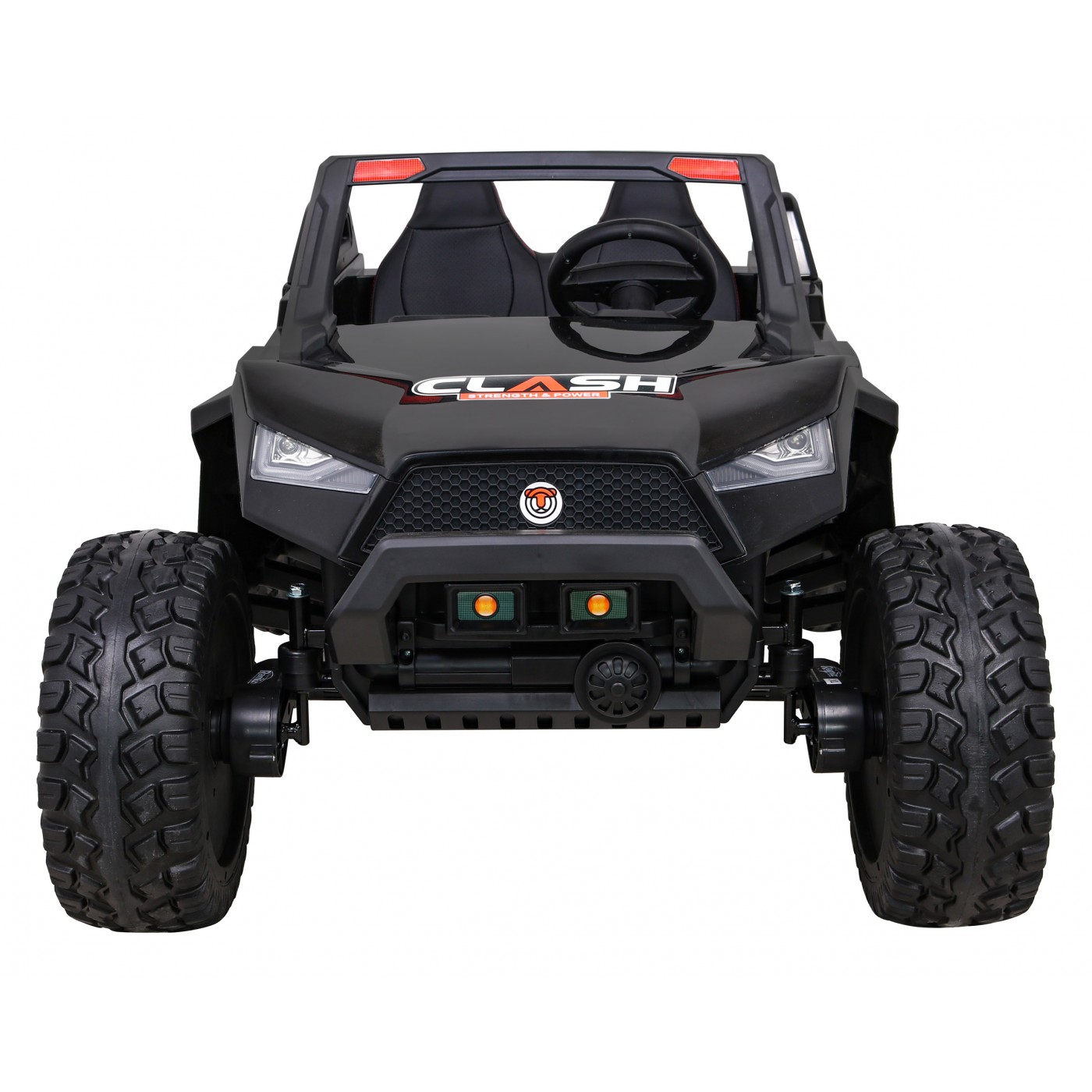 2 dětské baterie Buggy Clash černý + dálkové ovládání + 4x4 + nastavení sedadla + MP3 rádio + LED